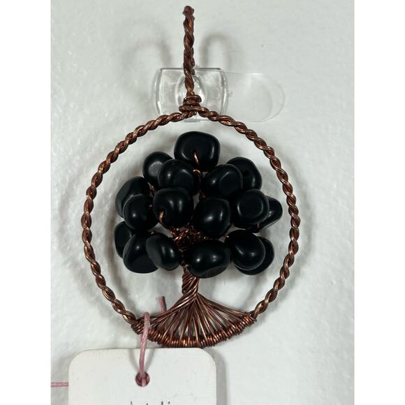 Handmade Copper and Serpentine Crystal Tree of life 3.5x2” Wall Decor - Picture 1 of 5